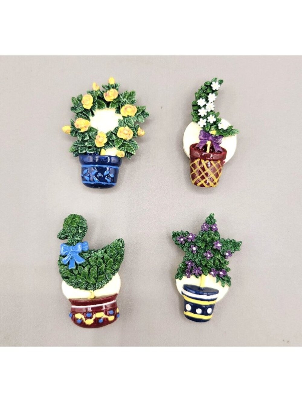 Button Covers Topiaries Star Crescent Moon Duck Wreath Garden Set of 4
